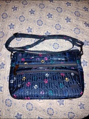 Quilted Floral Navy Crossbody Bag